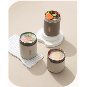 휴대용 조식 컵 죽 컵 밀봉 도시락, 흰색(304 내담), 1개, 600ml