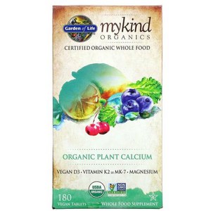 Gaden of Life MyKind Oganics 유기농 식물성 칼슘 베지 정제 180정, 1개