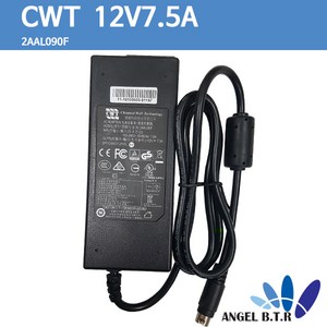 cwt CWT 2AAL090F 12V7.5A 12V 7.5A 90W 4핀 상하 어댑터, 1개, 12v7.5a아답타