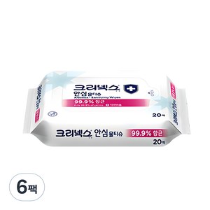 크리넥스 안심 물티슈 휴대용, 20매, 6개