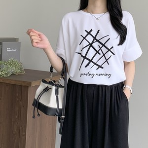 [행복여] 샵 레터링 루즈핏 반팔 티셔츠