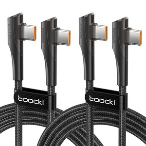 Toocki 90도 듀얼 ㄱ자형 USB-A/C to C타입 480Mbps 초고속 충전케이블, CtoC 100W, 2개, 2m