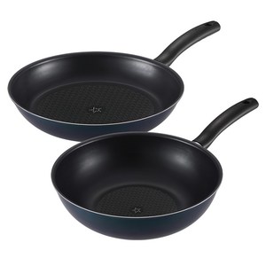 해피콜 인덕션 이지스트 다이아몬드 후라이팬 B 세트 2개, 블루, 프라이팬 28cm + 궁중팬 28cm, 1세트