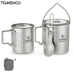 TOMSHOO 티타늄컵 캠핑 컵 등산컵 티타늄머그컵, 750ml(고리형)+450ml+스포크, 1개