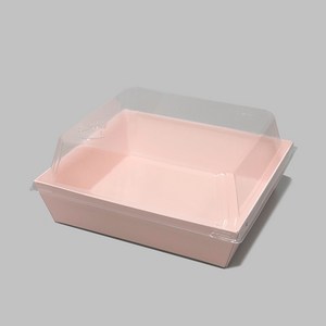 샌드위치 크로플 포장 용기 정사각 종이도시락 이중트레이 핑크 JP-25-2 100개, 1세트