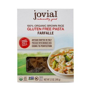 [Jovial Foods] 조비알 푸드 100% 유기농 현미 글루텐 프리 파스타 파르팔레 340 g, 1개, 340g