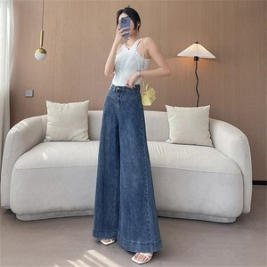 besteffie 여성용 필수템 와이드핏 하이웨스트 화이트 진 트렌디 데님 롱다리 팬츠 데일리룩 K63