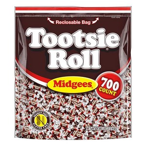 Tootsie Roll Chocolatey Twist Midgees 재밀봉 가능한 스탠드업 백 땅콩 프리 글루텐 프리 오리지널 미니 미지 2.2kg(76온스) 할로윈 페이버, 700 Count (Pack of 1)_오리지널, 1개, 2.2kg