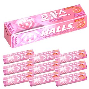 HALLS 호올스 스틱 멘톨 사탕 졸음방지 캔디 자몽 10개, 279g, 1개