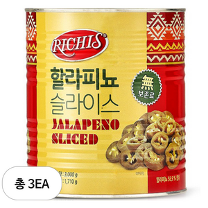 동서 리치스 할라피뇨 슬라이스, 3개, 3kg