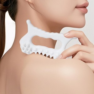 세라믹 괄사 마사지기와 얼굴 어깨 다리 마사지로 전신 관리 및 림프 순환 촉진, 하얀색, 1개