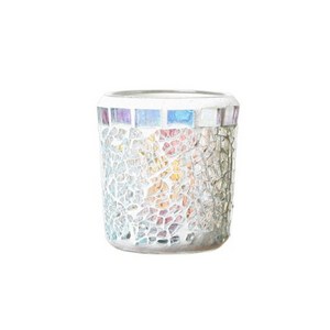 웨딩포 보티브 캔들홀더 모자이크 유리 화이트펄 Votive candle holde