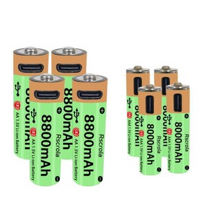 Type-C AA AAA Rechageable Batteies High Capacity 8800mAh 8000mAh 1.5V Li-ion Battey Fast Chagin, 4) AA AAA 4P4P