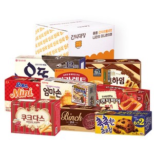 [간식대장] 사무실 과자세트 9종 사무실간식 탕비실 간식 오예스 미니 촉촉한 초코칩 쿠크다스 화이트 빈츠 엄마손파이 후렌치파이 딸기마가렛트 오뜨 쇼콜라 초코하임, 1개