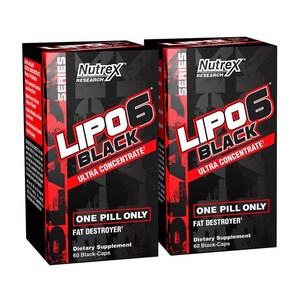 Nutrex Research Lipo-6 블랙 울트라 농축액 열 발생 지방 연소 보충제 체중 감소 에너지 및 집중력 증가 다이어트 알약 120개, 1개, 120정