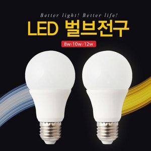 만물통 장수램프 LED 벌브 전구 12W, 주광색, 10개