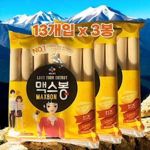 CJ 제일제당 맥스봉 치즈 소시지 3봉 총1.3kg (35g x 39개), 455g, 3개