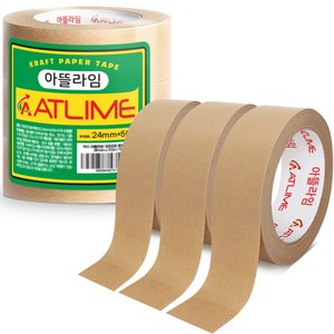 아뜰라임 크라프트 찢어쓰는 종이 박스 테이프 24mm x 50m, 3개