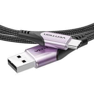 벤션 고급형 C타입 to USB 퀵차지 고속충전 케이블, 1개, 메탈퍼플, 1m