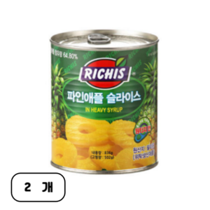 (주)동서 파인애플슬라이스원터치 캔, 836g, 2개