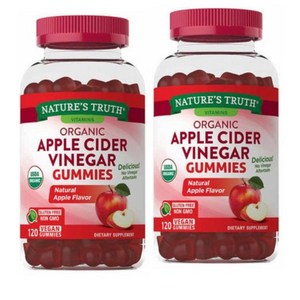 Natue's Tuth Oganic Apple Cide Vinega 500mg 내츄럴트루스 USDA 사과식초 젤리구미 120정 2팩, 2개