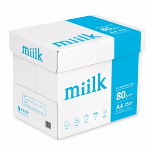 [한국제지 밀크] 밀크 A4용지 80g 1박스(2500매) Miilk, A4, 2500개