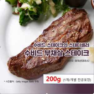 [수비드 마켓] 부채살 소고기 수비드 스테이크, 200g, 2개