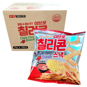 동아제과 이브로 칠리콘 스낵 75g, 16개