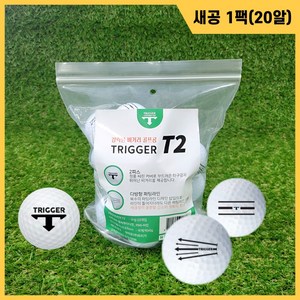 새상품 트리거 T2 특허받은 퍼팅라인 골프공 화이트 1팩(20알), 트리거 T2  삼선 퍼팅라인 골프공 1팩(20알), 1개