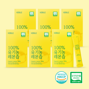 김소형 헤밀레 100% 유기농 레몬즙 원액 스틱 15포, 300g, 6박스