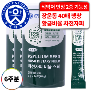 연세생활건강 RKR 진짜 맛있는 식이섬유 6800mg 차전자피 비움 스틱, 14회분, 3개