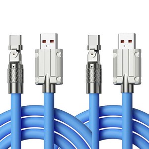 Buychoo 180도 회전 엘보우 충전 케이블 타입-C 포트(Iphone 미적용), 2m, 블루, 2개