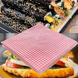 [사은행사] 행복물류 샌드위치포장 김밥포장 다용도포장지(분홍체크) 30cm*30cm 1000장 노루지 코팅지, 1000개, 분홍체크