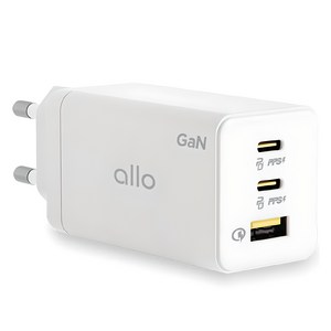 알로코리아 라이트 GaN 65W PD PPS QC 4.0 플러스 멀티 3포트 초고속 충전기, 화이트, 1개
