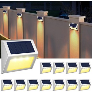 txzzy LED 태양광 정원등 태양광 계단등 벽등, 머스타드, 12개
