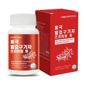 헬씨그린 홍국 발효 구기자 프리미엄 정 1000mg 2달분, 2개, 60정