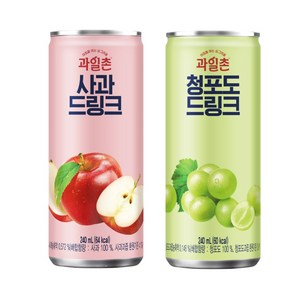 과일촌 롱캔세트 (청포도드링크+사과드링크), 30개, 240ml