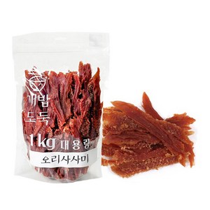 개밥도둑 강아지 건조간식 육포 말이 껌 대용량 실속간식1kg, 오리사사미, 1kg, 1개