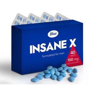 MAPEinc 영국직배 INSANE X 남성용 블루 엘리트 100mg 강화된 근력 견고하고 지속적인 성능 천연 허브 에너지 및 남성 강화 보충제, 1개, 40정