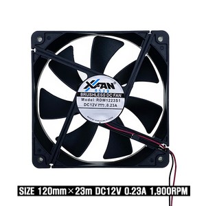 X-FAN RDM1223S1 DC12V 0.23A 120*23mm DC FAN 저소음 쿨러팬, 1개