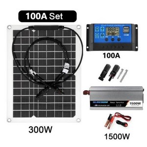 태양광 발전 시스템 1500W 12V ~ 패널 10-100A 컨트롤러 완전한 홈 그리드 캠프, [09] 100A Set, 9) 100A Set 12V220V