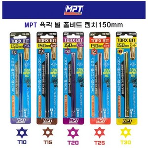 MPT 별 홀 비트 육각 렌치 모음 150MM 임팩 TTRB T10/T15/T20/T25/T30 별 비트 홀 별비트 임팩용 엠피티 [제품옵션선택], TTRB-30150, 1개