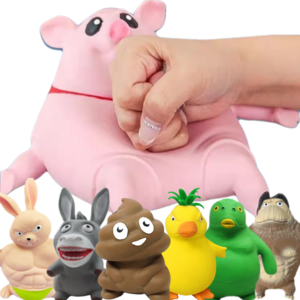 스트레스해소 돼지 초록이 오랑우탄 고릴라 만득이 말랑이 인형 스퀴시 주물럭, 중형 돼지, 1개