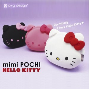 p+g 피지디자인 MIMI POCHI HELLO KITTY 실리콘 동전지갑, 블랙, 1개