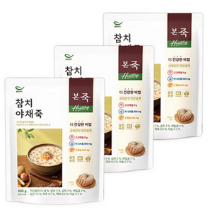 본죽 Healthy 참치 야채죽, 330g, 3개