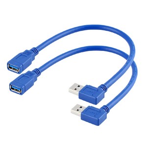 노바베이스 USB 3.0 고속충전ㄱ자 90도 연장케이블 AM-AF 5GBPS, 2개, 15cm