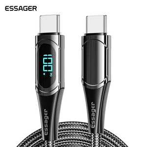 ESSAGER 디지털 디스플레이 PD100W C to C타입 고속 충전 케이블 아이폰 핸드폰, 2m (A-016), Black, 1개