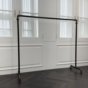 이동식 철제 옷가게 매장 행거 스탠드 파이프행거 1단 흑관, 2000mm, 1600mm