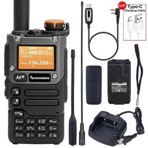 Quansheng UVK6 워키토키 UHF VHF DTMF FM 스크램블러 NOAA 무선 주파수 양방향 cb무전기 5W 에어 밴드 라디오 타입 C 충전, 2) Black  Ameican, 1개