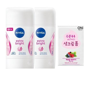 (2입) 니베아 엑스트라 브라이트 화이트 스틱 데오드란트 50ml & 온더바디 생크림 폼 3ML, 2개